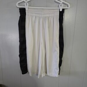 Nike Basketball Shorts Mens Medium White Black Dri-FIT Striped Athletic Gym